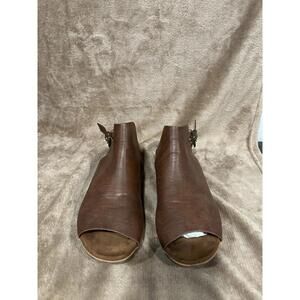 Pierre Dumas Kori Brown Faux Leather Open Peep Toe Slingback Sandals Women’s 8.5